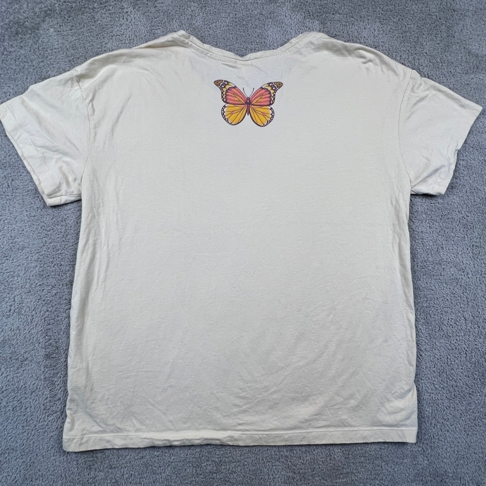 La Luna T Shirt Womens XL Cream Dreamer Butterfly Mountain Boho Retro Shirt - Picture 2 of 10